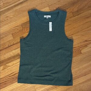 Madewell Ribbed Knit Tank in Forest Green